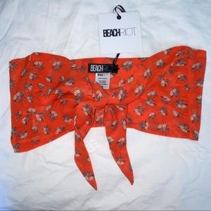 Floral crop top with ties